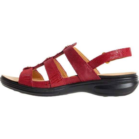 NEW REVERE Toledo Sandals - Leather, Wide Width For Women in Cherry Lizard 253 - Picture 4 of 6